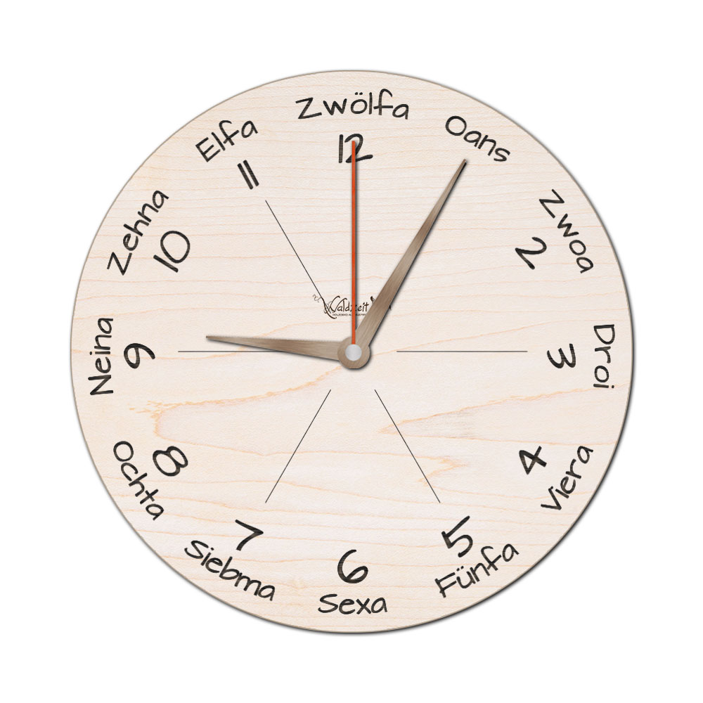 Wanduhr "Dialekt" 